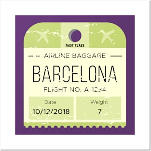 Barcelona Spain luggage tag Posters and Art